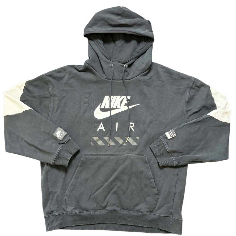 Nike Air Mens Hoodie Black‎ White Colorblock Pullover HJ0273-010 Large